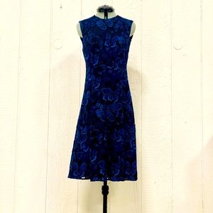 Valentino Blue Guipure Butterfly Lace Dress 2015